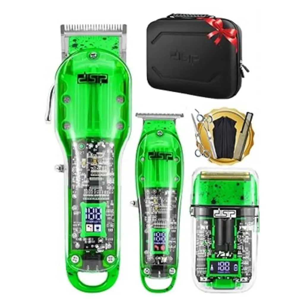 [80105-V] Kit Tondeuse & Rasoir 3 EN1 Professionnel DSP - 8W - Vert