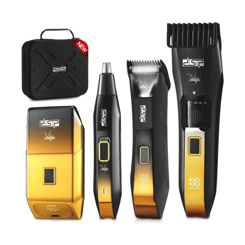 [80174] Kit Tondeuse Professionnelle 4 en 1 DSP – 5W- Noir Doré