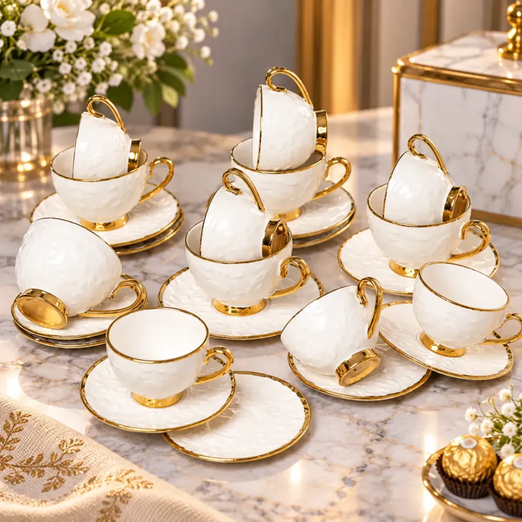 [SAI105-1] Service A Café En Porcelaine 24 pièces Blanc