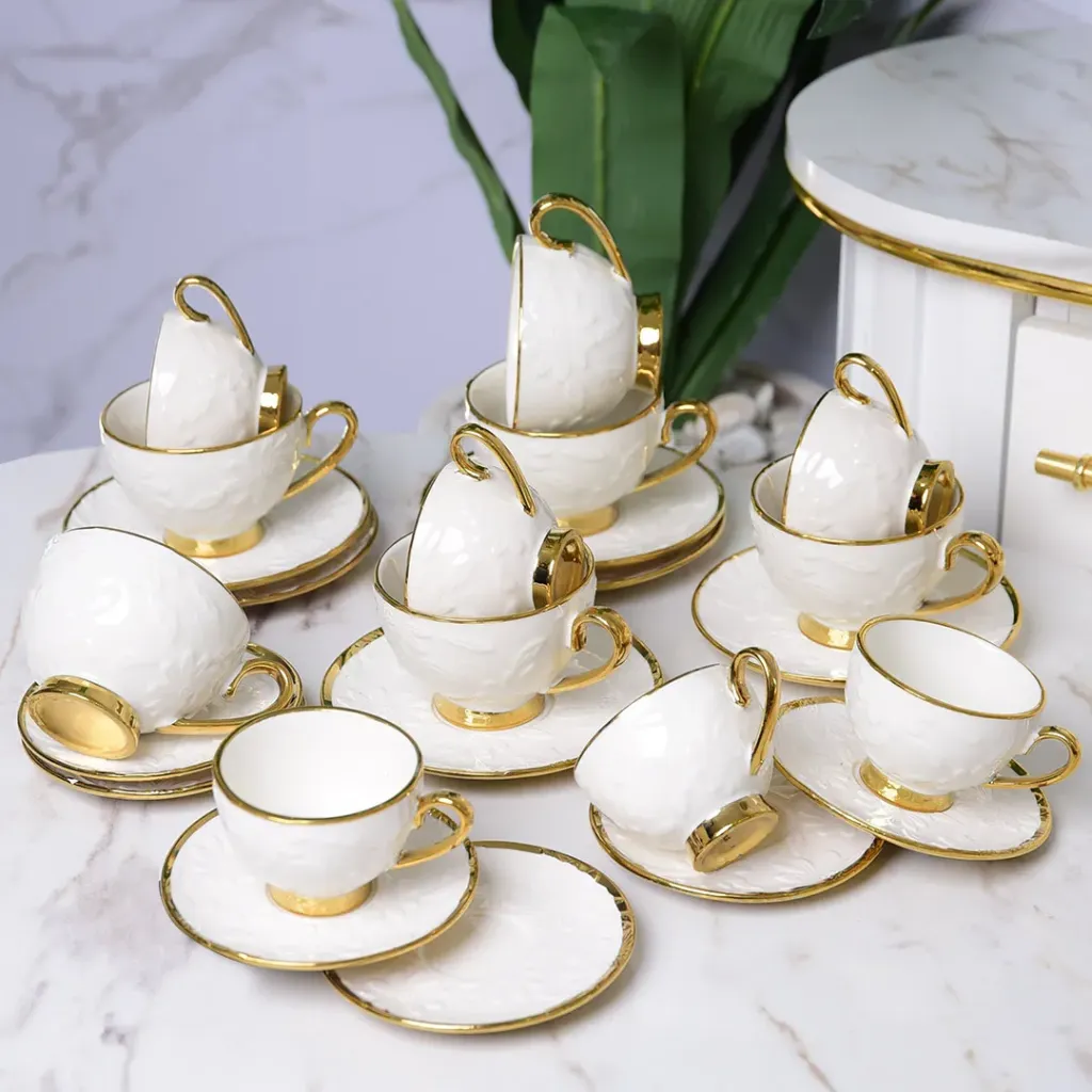 [SAI105-1] Service a Café En Porcelaine 24 pièces Blanc
