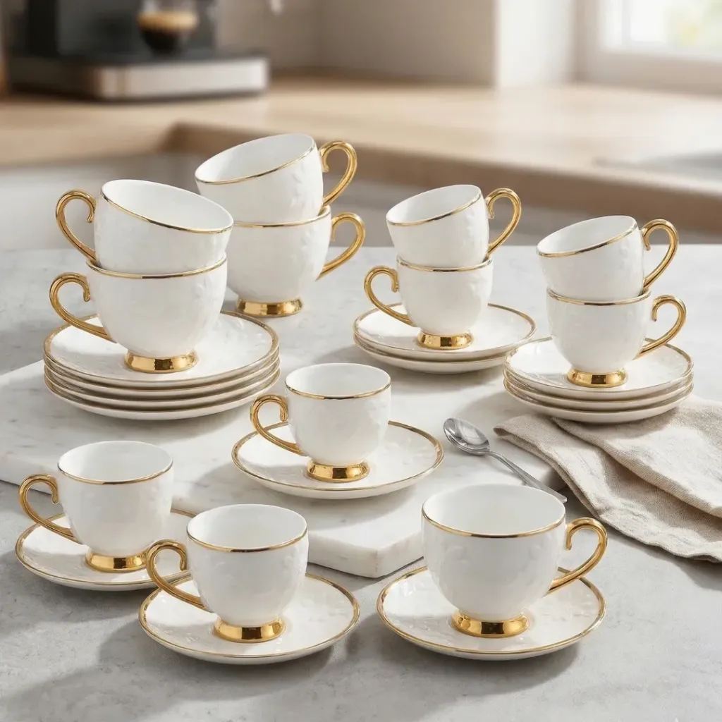 [SAI105-1] Service a Café En Porcelaine 24 pièces Blanc