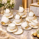 Service A Café En Porcelaine 24 pièces Blanc