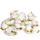 Service a Café En Porcelaine 24 pièces Blanc Motif Papillon