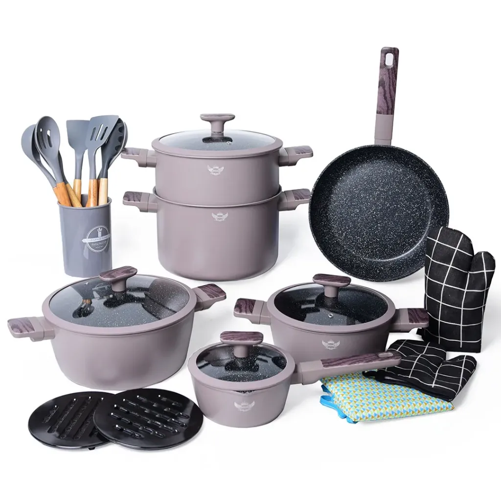 [TFAL21P-G] Batterie De Cuisine Sizar 21 Pièces Granite - Gris