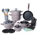 Batterie De Cuisine Sizar 21 Pièces Granit - Gris