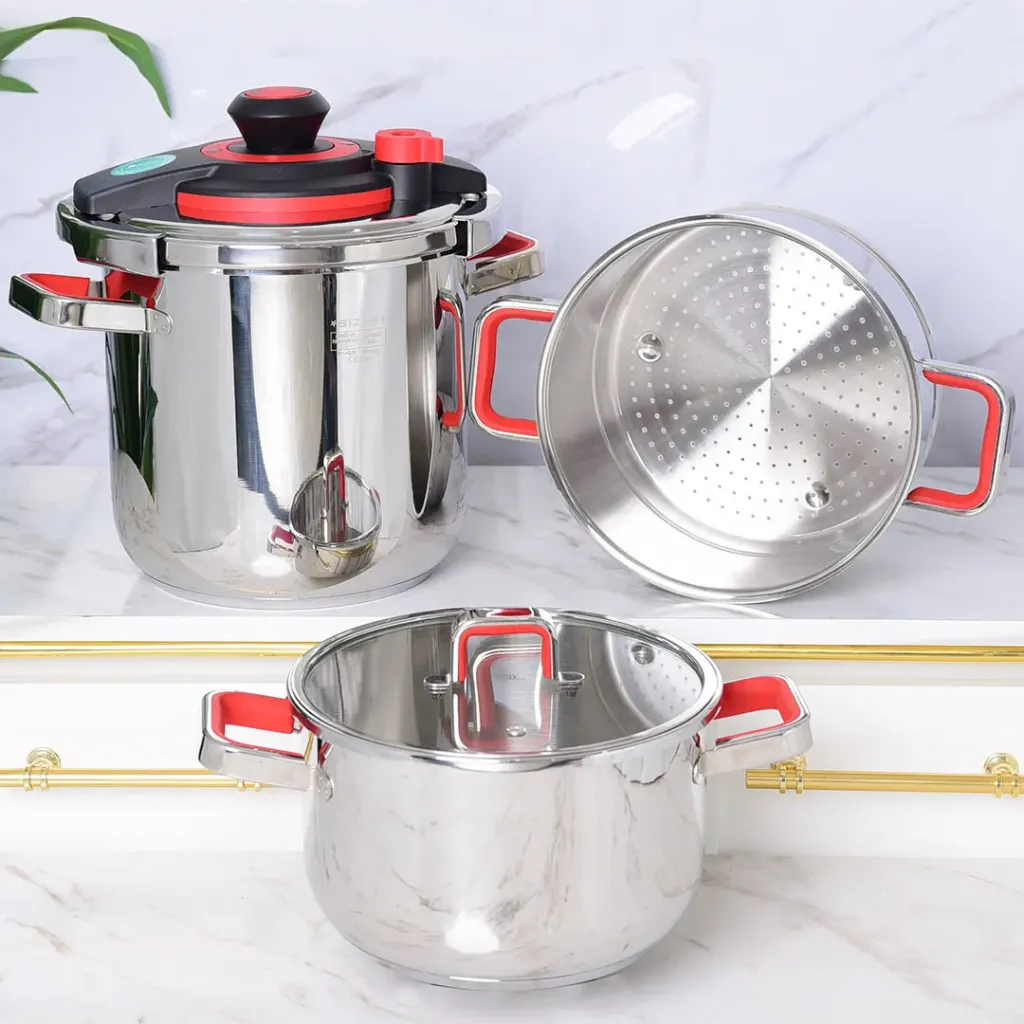 [SZR6P-R] Batterie De Cuisine Sizar 6 Pièces En Inox 18/10 - Rouge