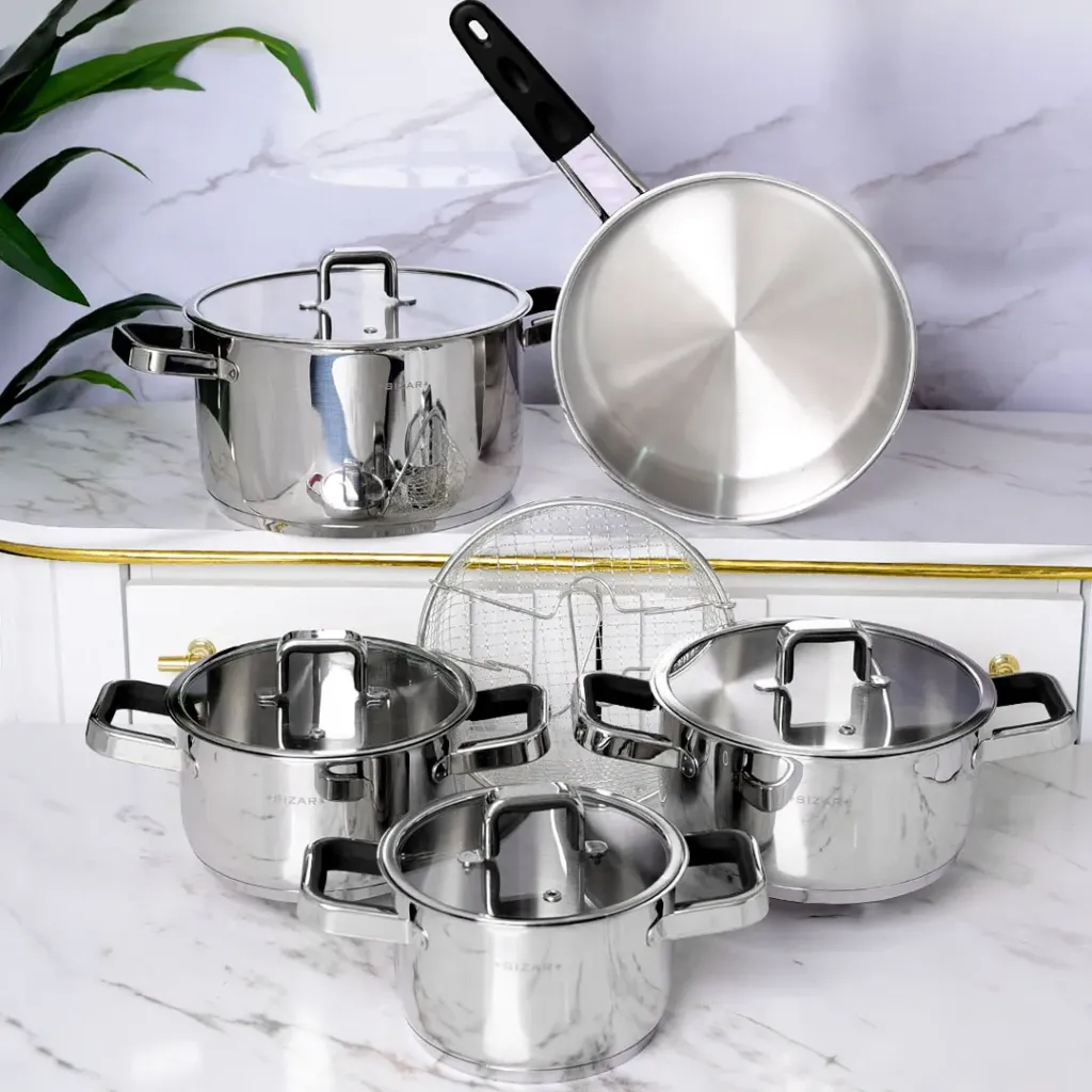 [SZR11P-N] Batterie De Cuisine Sizar 11Pièces En Inox 18/10 - Noir