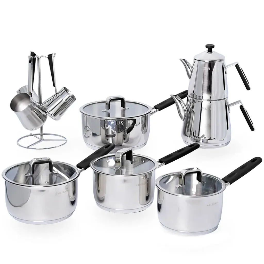 [SZR16P-N] Batterie De Cuisine Sizar 16 Pièces En Inox 18/10 - Noir