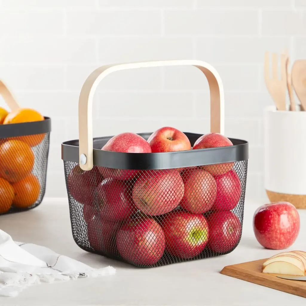 [WHM5-4-N] Panier de Rangement Carré en Métal-Noir