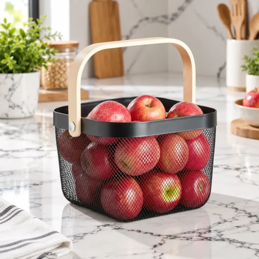 [WHM5-4-N] Panier de Rangement Carré en Métal-Noir