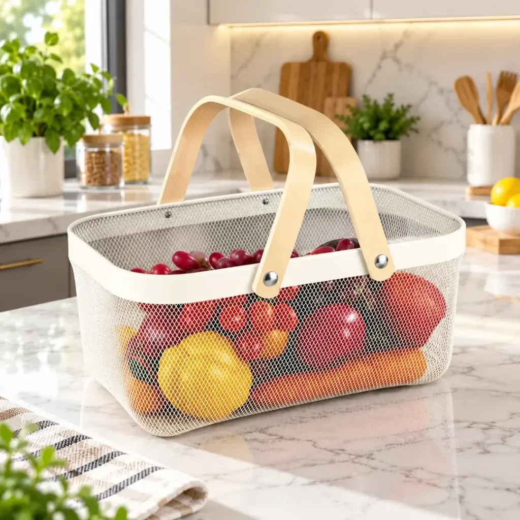 [WHM5-7-B] Panier de Rangement Rectangulaire en Métal-Beige