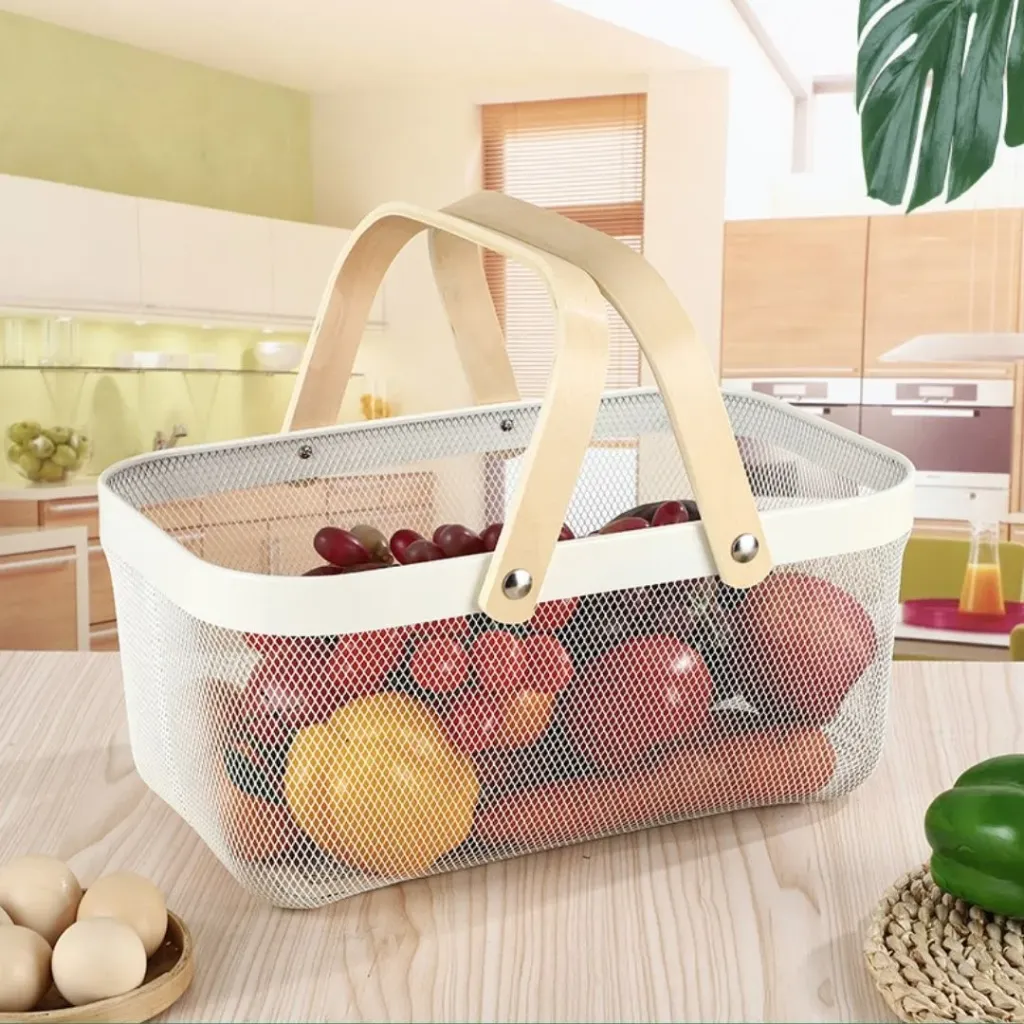 [WHM5-7-B] Panier de Rangement Rectangulaire en Métal-Beige