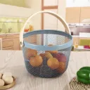 Panier de Rangement Rond en Métal-Gris