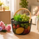 Panier de Rangement Rond en Métal-Noir