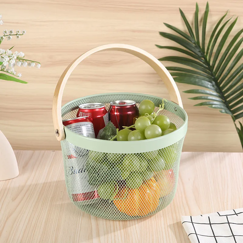 [WHM5-5-V] Panier de Rangement Rond en Métal-Vert