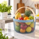 Panier de Rangement Rond en Métal-Bleu