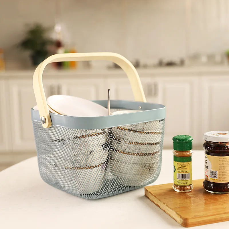 Panier de Rangement Carré  en Métal-Bleu