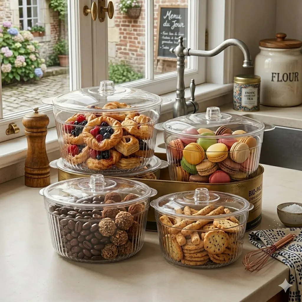 [WHM7-37890] Pack de 4 Boîtes de Conservation en Plastique Avec Couvercles