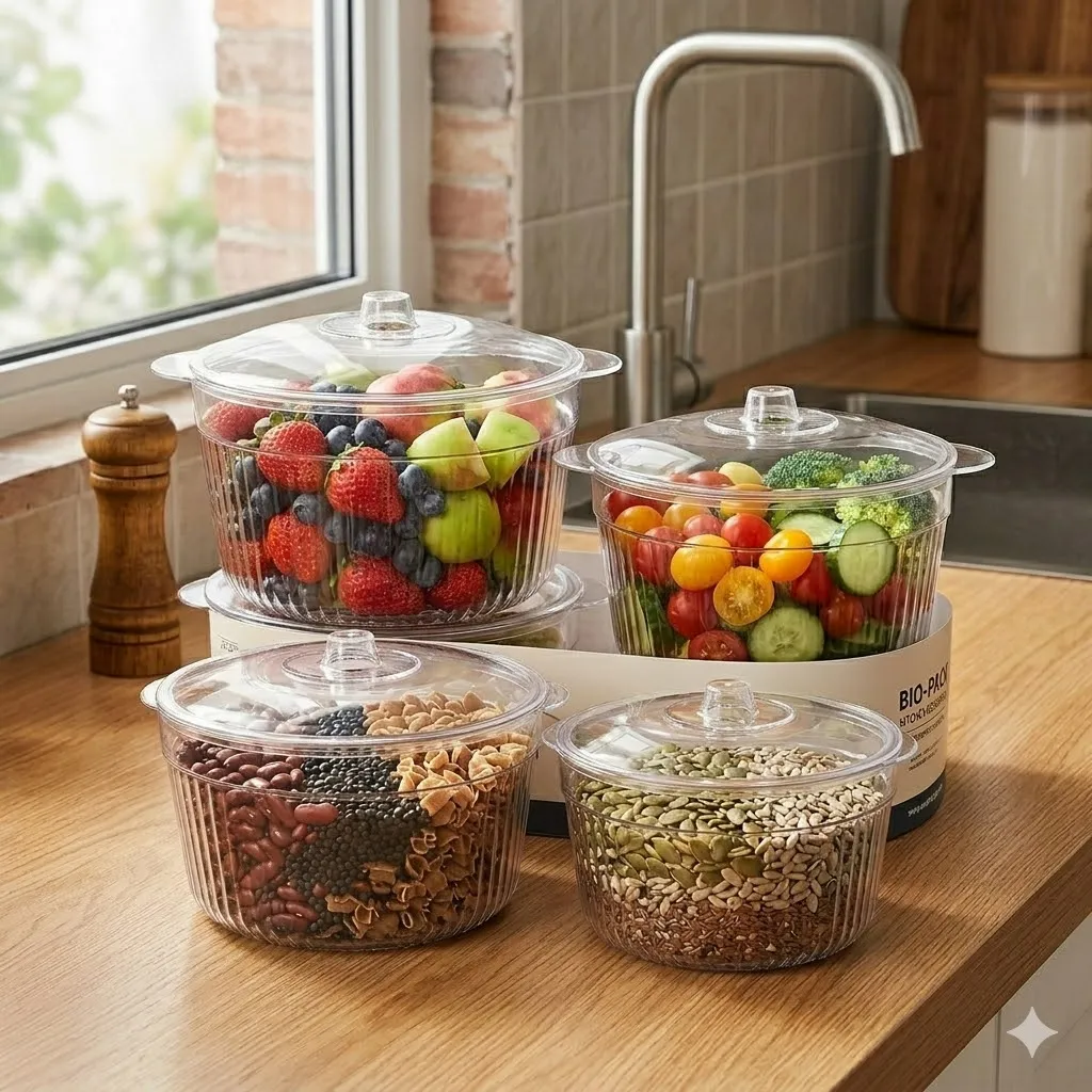 [WHM7-41234] Pack de 4 Boîtes de Conservation en Plastique Avec Couvercles