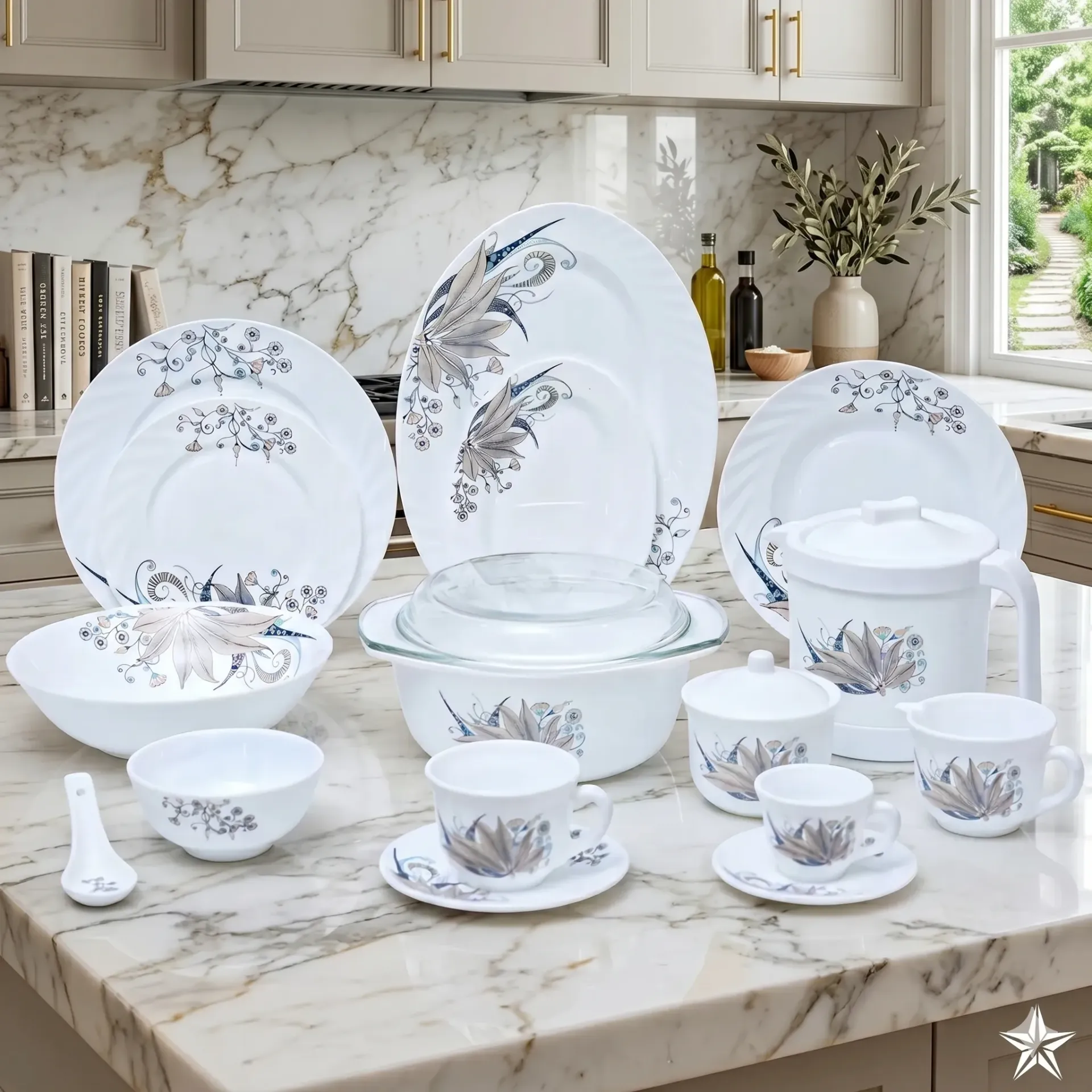Service De Table en Verre Opale- 64 Pièces- Florence- M2