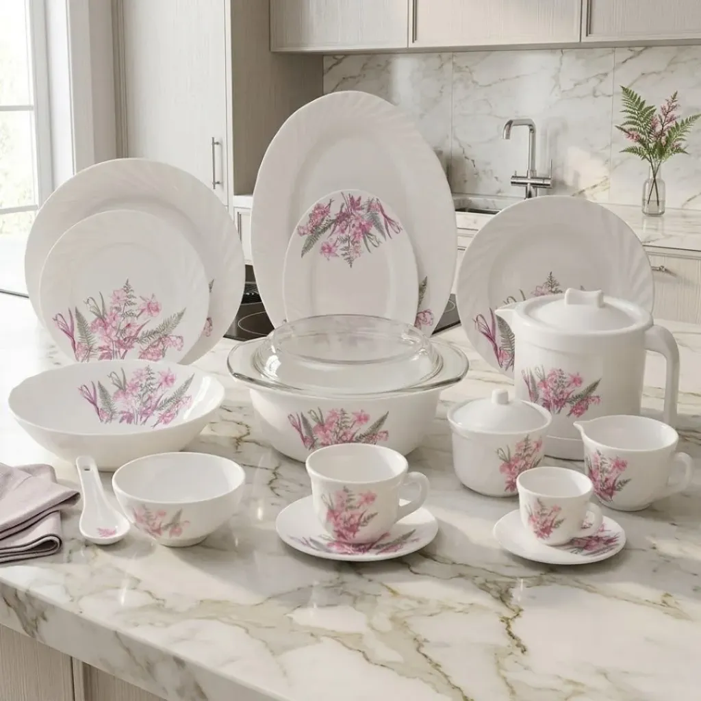 [ARC64-7471] Service De Table en Verre Opale- 64 Pièces- Florence- M3