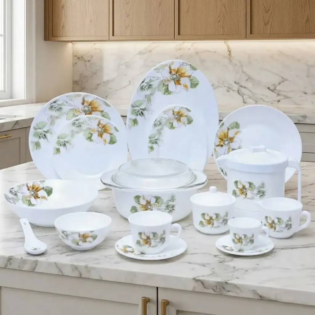 [ARC64-7364] Service De Table en Verre Opale- 64 Pièces- Florence- M4