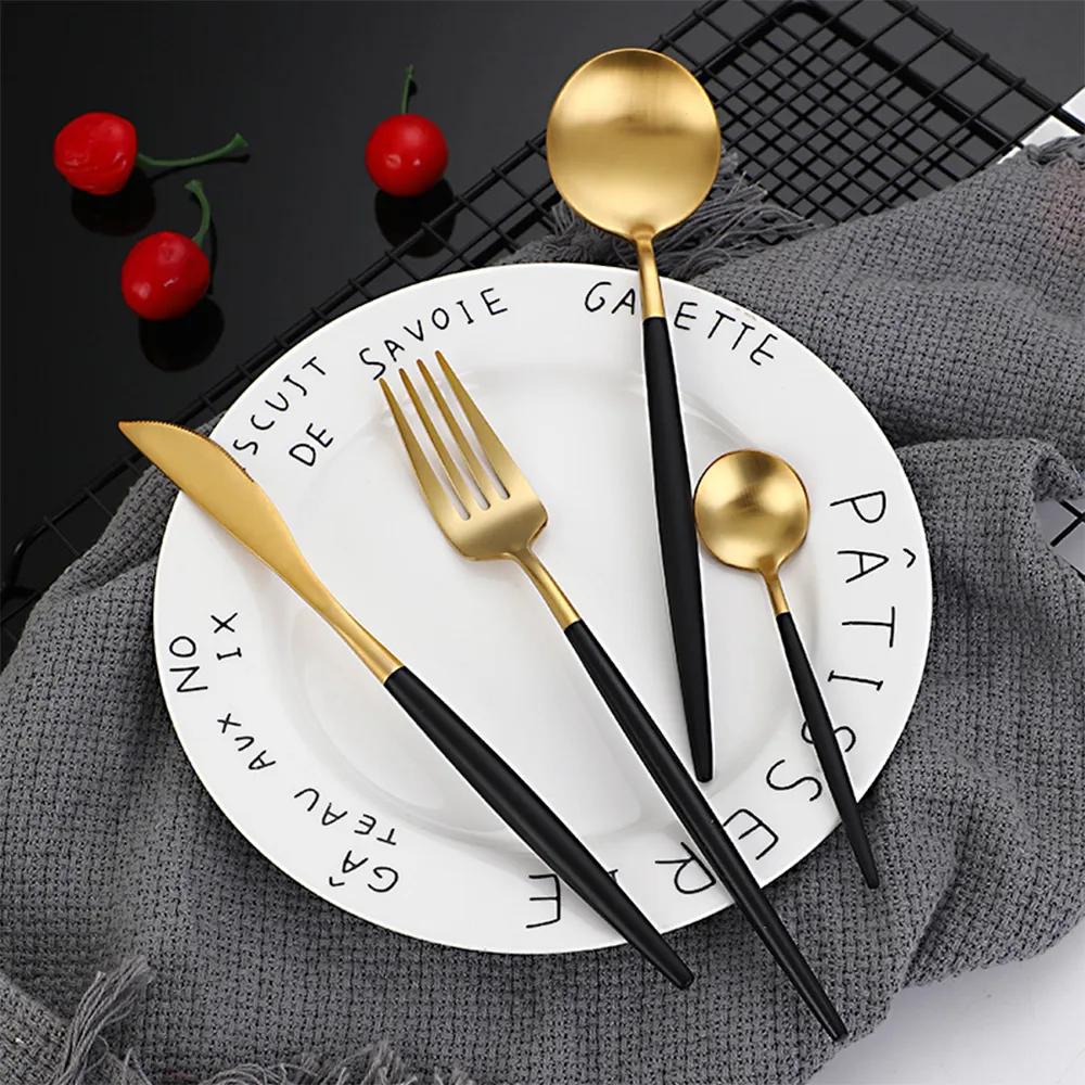 Coffret Ménagère 24 Pièces En Acier Inoxydable- Noir