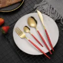 Coffret Ménagère 24 Pièces En Acier Inoxydable- Rouge