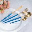 Coffret Ménagère 24 Pièces En Acier Inoxydable- Bleu