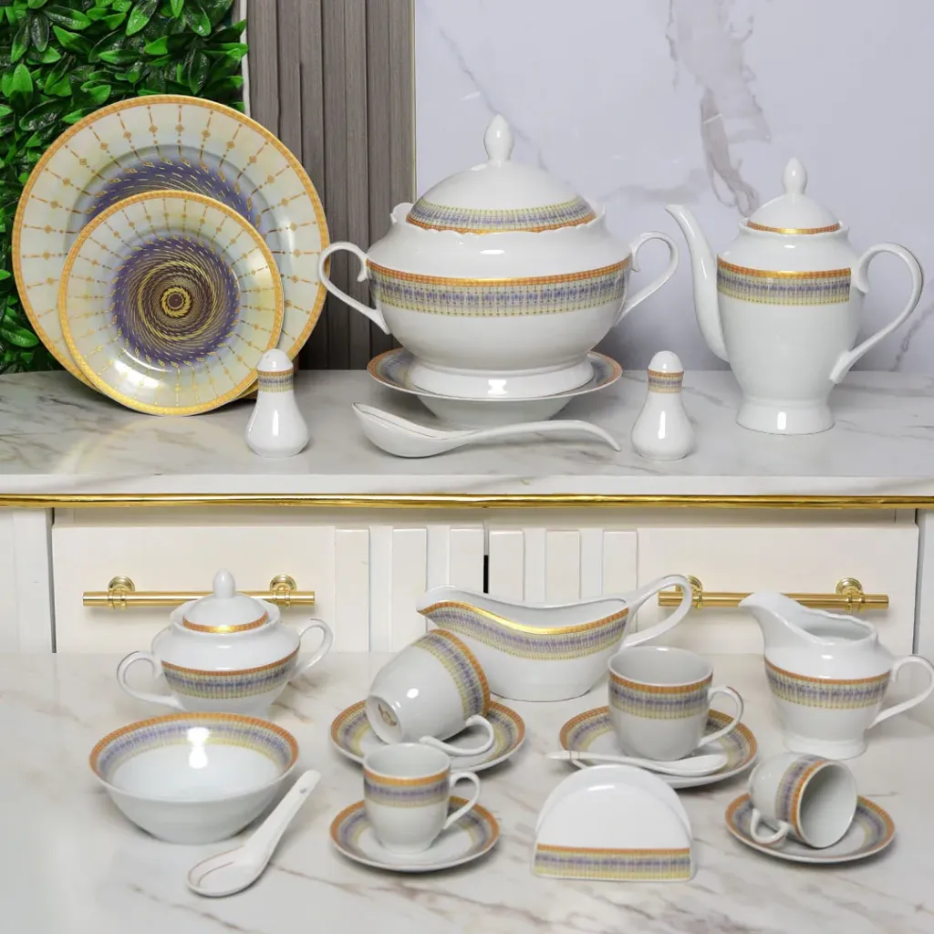 [FG2434-1] Service De Table 72 Pièces en Porcelaine Florence - Rond -G2434