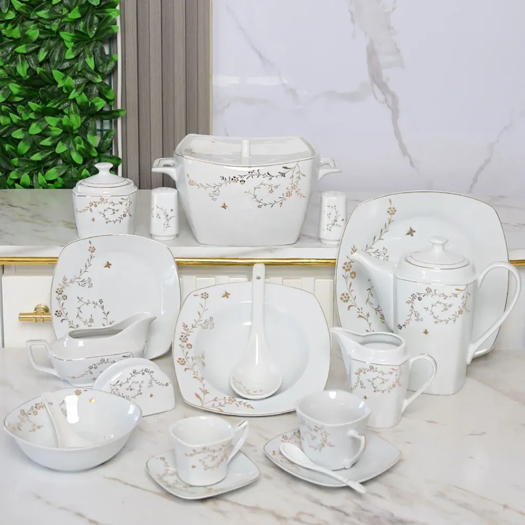 Service De Table 72 Pièces en Porcelaine Florence - Carré - GS1167