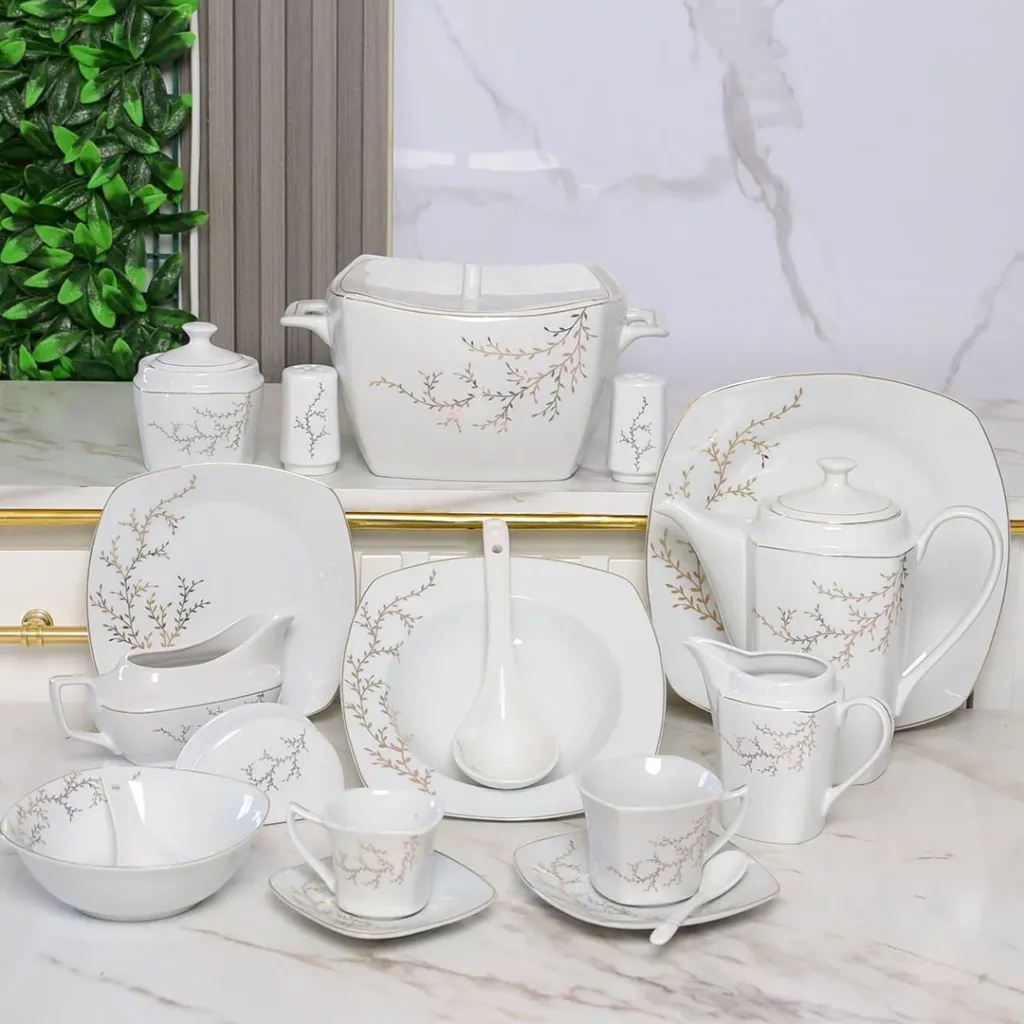Service De Table 72 Pièces en Porcelaine Florence - Carré - G2228