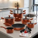 Batterie De Cuisine 19 Pièces Hascevher – Acier Inoxydable & Granit –Miel