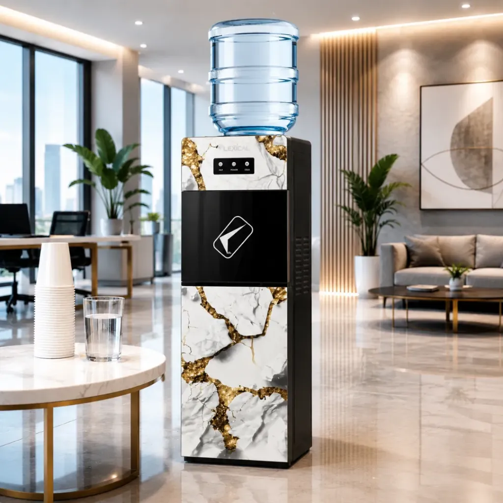 Distributeur d'Eau Avec Réfrigérateur Lexical LWD-6080 - Marbre Blanc