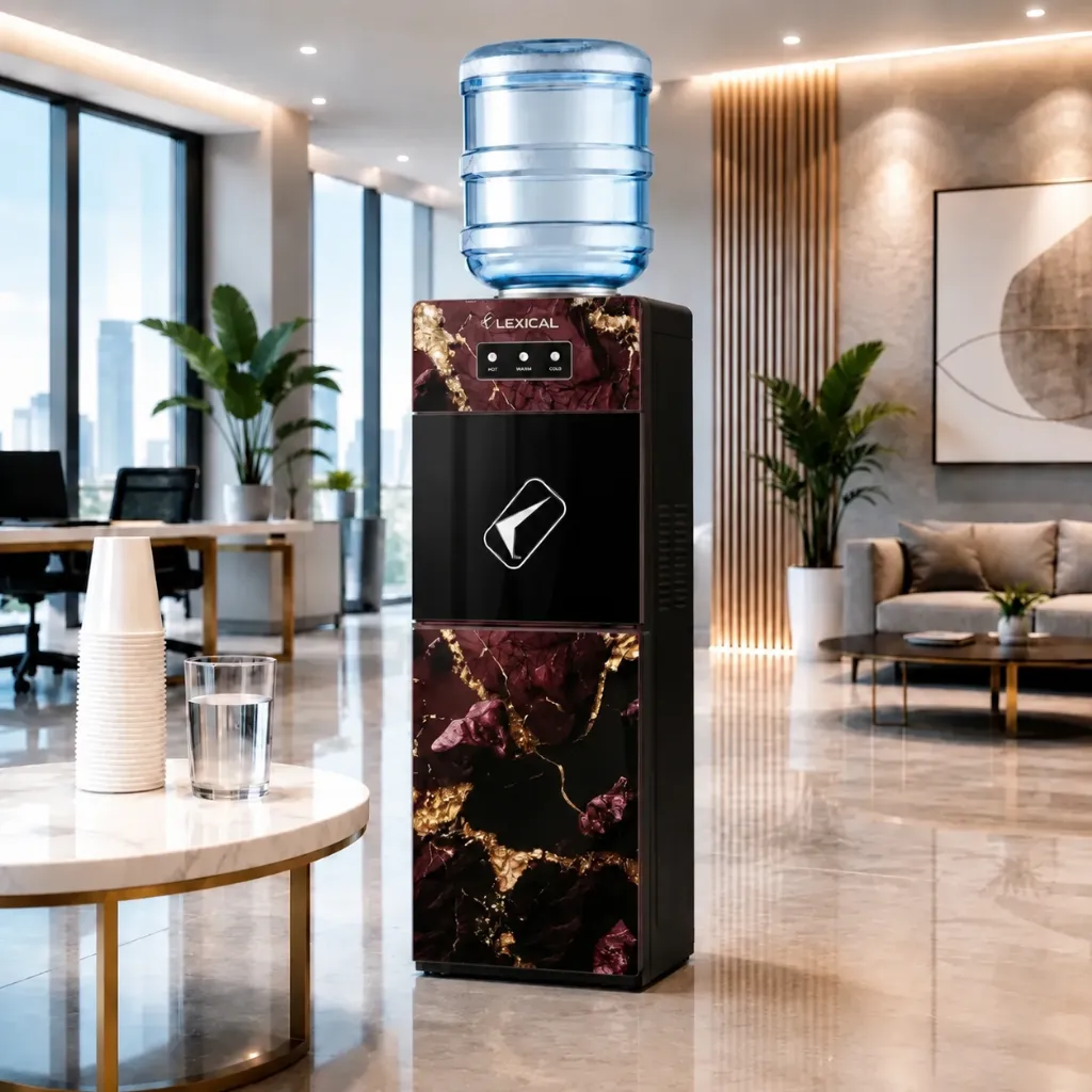Distributeur d'Eau Avec Réfrigérateur Lexical LWD-6080 - Marbre Rouge