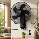 Packs de 2 Ventilateurs Muraux 18" Lexical 75W Noir Avec Télécommande
