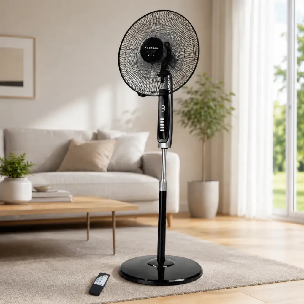 [LSF-7020-8] Ventilateur sur Pied Lexical 16" Avec Télécommande 60W Argent