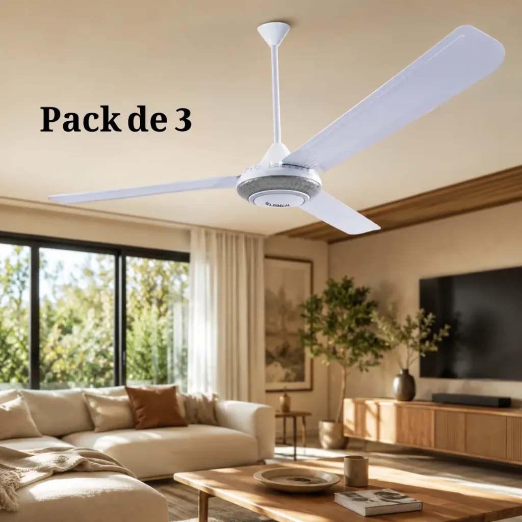 [LCF-7410-8] Pack 3 Ventilateurs de Plafond Lexical 56" 80W Argent