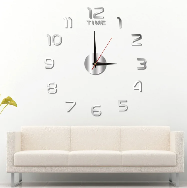 Montre Murale 3D Autocollant 120Cm Silver
