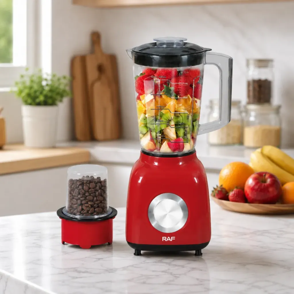 [R-2822-R] Blender Avec Moulin A Epices 2 EN 1 RAF - 350 W - 1,5 L - Rouge