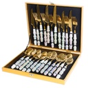 Coffret Ménagère Prestige 24 Pièces et Boîte de Rangement Doré