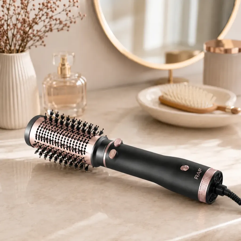 [R-421] Brosse Coiffante Rotative RAF - 1000W - Noir