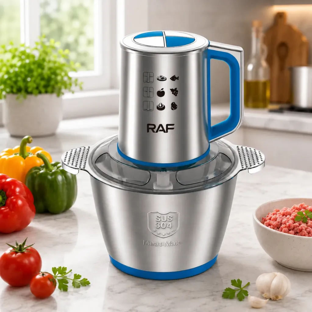 [R-7709] Hachoir Electrique En Inox RAF - 3L - 1000W - Bleu