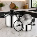 Batterie De Cuisine FALEZ 6 Pièces En Inox 18/10 -Noir
