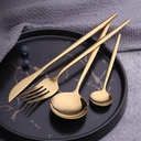Coffret Ménagère 24 Pièces En Acier Inoxydable Doré