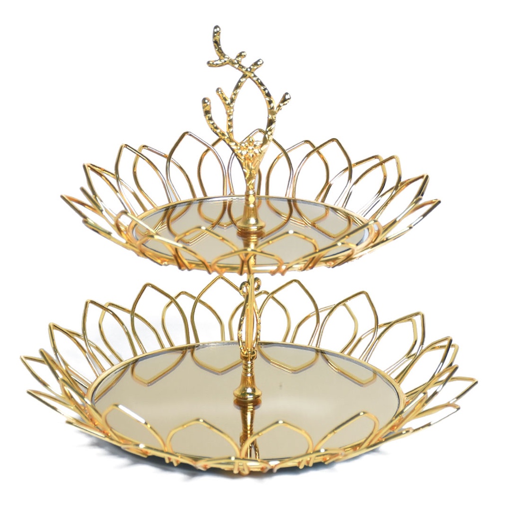 Présentoirs à Deux Niveaux Éclat Miroir Doré