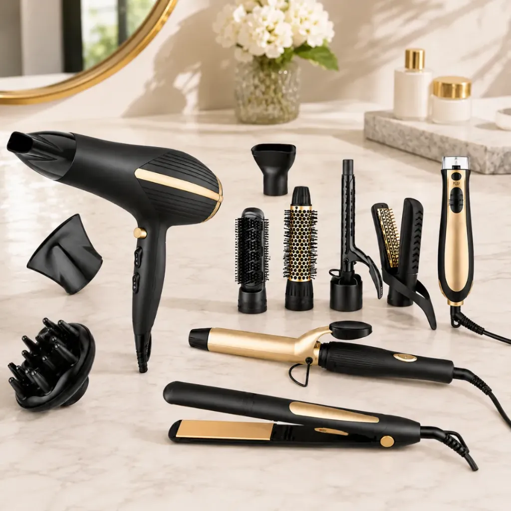 [AG535-S12-N] Coffret Cheveux 12 en 1 Florence - Doré