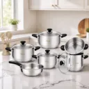 Batterie De Cuisine Sizar 17 Pièces En Inox 18/10 - Noir