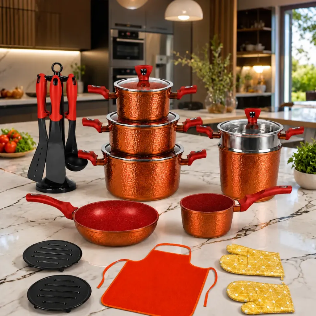 [SIZ23P-CUI] Batterie de Cuisine 23 Pièces Granit Sizar - Effet Cuivre