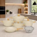 Batterie de Cuisine 10 Pièces Granit- Sizar - Blanc